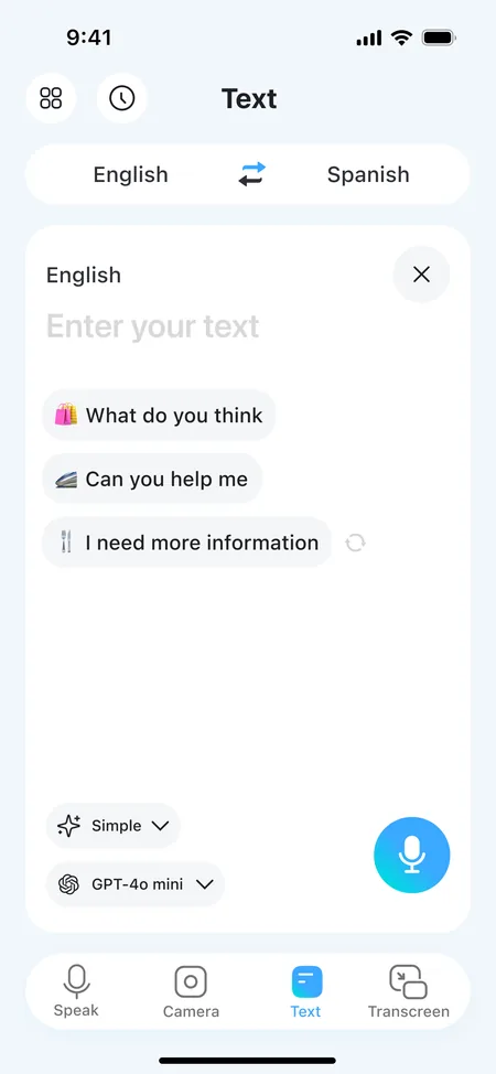 Text translation on iPhone